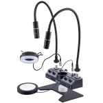 AmScope LED-312W-2GOP-PB-B AmScope LED Illuminator Set with Stage-plate, Ring Light, two Gooseneck Lamps + Base Plate in Black Finish (1)