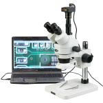 AmScope SM-1TSZ-144S-P SM-1 Series Digital Zoom Trinocular Stereo Microscope 3.5X-90X Magnification on Pillar Stand w/ 144-LED and USB Digital Camera (3)