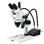 AmScope SM-1TSW2-L6W SM-1 Series Inspection Zoom Trinocular Stereo Microscope 3.5X-225X Magnification on Pillar Stand w/ Gooseneck LED Lights (0)