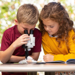 AmScope SE102LED-STMP-TW IQCrew Kid's SE102 Series Deluxe Binocular Stereo Microscope 20X-50X on Track Stand w/ Worldwide Postage Stamp Collecting (4)