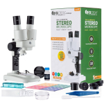 AmScope SE102LED-STMP-TW IQCrew Kid's SE102 Series Deluxe Binocular Stereo Microscope 20X-50X on Track Stand w/ Worldwide Postage Stamp Collecting (1)
