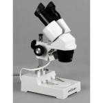 AmScope SE304-P-E SE304 Series Compact Multi-Lens Binocular Stereo Microscope 20X-40X on Metal Stand w/ Reverse Angled Head, Lighting, 1MP Camera (1)