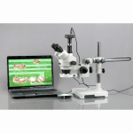 AmScope SM-3TX-54S-M SM-3 Series Zoom Trinocular Stereo Microscope 3.5X-45X Magnification on Single Arm Boom Stand w/ 54 LED Ligh and 1.3MP Camera (4)