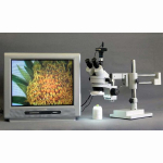 AmScope SM-4TZ-FRL-M 3.5X-90X Trinocular Stereo Zoom Microscope w/8W Fluorescent Ring Light and 1.3MP USB 2.0 C-mount Camera on Double Arm Boom Stand (3)