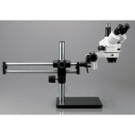 AmScope SM-5TZZ-FOR-10M SM-5 Series Trinocular Stereo Microscope 3.5X-180X Magnification on Ball Bearing Boom Stand w/ Fiber Optic and 10MP Camera (1)