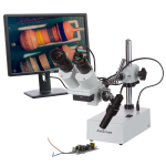 AmScope SE410Z-LED 10X & 20X Widefield Stereo Microscope w/ Boom Arm Stand and LED Incident Light (3)