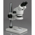 AmScope SM-1TSL-64S-V331 SM-1 Series Zoom Trinocular Stereo Microscope 7X-45X Magnification on Pillar Stand w/ 14" Pillar Stand, 64 LED Ring Light (1)