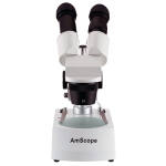 AmScope SE306-PY-DK SE306 Series Compact Jeweler's Binocular Stereo Microscope 20X-60X w/ Reverse Angled Head, Metal Pillar Stand, Lighting (2)