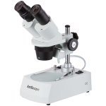 AmScope SE306R-PZ Compact Multi-Lens Stereo Microscope 20X-80X Magnification w/ Angled Head, Metal Pillar Stand, Top & Bottom Halogen Lighting (8)