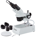 AmScope SE306R-PZ-E SE306 Series Compact Multi-Lens Binocular Stereo Microscope 20X-80X w/ Angled Head, Metal Pillar Stand, Lighting, 1MP Camera (0)