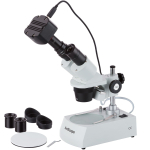 AmScope SE306R-PZ-MT SE306 Series Compact Multi-Lens Binocular Stereo Microscope 20X-80X w/ Angled Head, Metal Pillar Stand, Lighting, 1.3MP Camera (0)