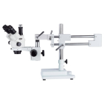 AmScope SM-4NTP-FOR-M 7X-45X Trinocular Simul-Focal Lockable Stereo Zoom Microscope w/150W Halogen Ring Light and 1.3MP USB 2.0 C-mount Camera on Double Arm Boom Stand (2)