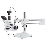 AmScope SM-4TZ-FRL-M 3.5X-90X Trinocular Stereo Zoom Microscope w/8W Fluorescent Ring Light and 1.3MP USB 2.0 C-mount Camera on Double Arm Boom Stand (1)
