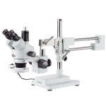 AmScope SM-4TPZ-FRL-5M 3.5X-90X Trincocular Simul-Focal Stereo Zoom Microscope w/8W Fluorescent Ring Light and 5MP USB 2.0 C-mount Camera on Double Arm Boom Stand (1)