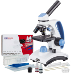AmScope M162C-2L-SP14-V287 M162 Series Portable Dual Light Glass Lens Metal Frame Student Monocular Compound Microscope 40X-1000X Magnification with and Slide Kit (0)