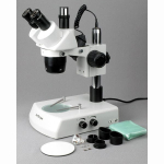 AmScope SW-2T24-MT SW-2 Series Super Widefield Trinocular Stereo Microscope 20X-40X Magnification on Track Stand w/ Top, Bottom Light, 1.3MP Camera (2)