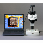 AmScope SW-2T24-MT SW-2 Series Super Widefield Trinocular Stereo Microscope 20X-40X Magnification on Track Stand w/ Top, Bottom Light, 1.3MP Camera (5)