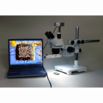 AmScope SW-3T24-FRL-MT SW-3 Series Trinocular Stereo Microscope 20X, 40X Magnification on Single Arm Boom Stand w/ Fluorescent Light and 1.3MP Camera (3)