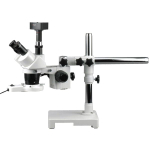 AmScope SW-3T24-FRL-MT SW-3 Series Trinocular Stereo Microscope 20X, 40X Magnification on Single Arm Boom Stand w/ Fluorescent Light and 1.3MP Camera (0)