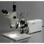 AmScope ZM-1TZ3-FOD ZM-1 Series Zoom Trinocular Stereo Microscope 2X-180X Magnification on Pillar Stand w/ Dual Fiber Gooseneck Lights (2)