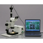 AmScope ZM-1TW3-FOR-5M Inspection Trinocular Stereo Microscope 2X-225X Magnification on Pillar Stand w/ 5MP Camera and Fiber Optic Ring Light (3)