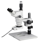 AmScope ZM-1T-80S Zoom Trinocular Stereo Microscope 6.7X-45X Magnification on Pillar Stand w/ 80-LED Ring Light (0)