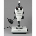 AmScope ZM-2TZ Ultimate Zoom Trinocular Microscope 3.35X-90X Magnification on Pillar Stand w/ Two Lights (1)