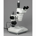 AmScope ZM-2TZ Ultimate Zoom Trinocular Microscope 3.35X-90X Magnification on Pillar Stand w/ Two Lights (2)