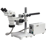AmScope ZM-3BZ-FOR ZM-3 Series Ultimate Zoom Binocular Stereo Microscope 3.35X-90X Magnification on Single Arm Boom Stand w/ Fiber Optic Ring Light (0)