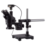 AmScope SM-3TYY-144S-16M3-B SM-3 Series Zoom Black Trinocular Stereo Microscope 7X-135X on Single Arm Boom Stand + 144 LED Light w/ 16MP USB3.0 Camera (0)