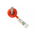 Brady People ID 2120-7625 Translucent Orange Badge Reel with Clear Vinyl Strap & Swivel Spring Clip (1)