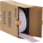 Brady 3PS-375-2-PK-2 PermaSleeve Heat Shrink Wire and Cable Labels, 3/8" Dia, for 3" Core Printers - 1", Pink, Double-Sided (0)