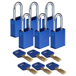 Brady ALU-BLU-38ST-KA6PK SafeKey Aluminum Lockout Padlocks, Blue (0)