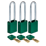 Brady ALU-GRN-76ST-KA3PK SafeKey Aluminum Lockout Padlocks, Green (0)
