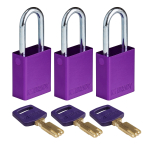 Brady ALU-PRP-38ST-KA3PK SafeKey Aluminum Lockout Padlocks, Purple (0)