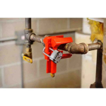 Brady BS07A-RD 4-Legged Ball Valve Lockout, Holds 4 Padlocks, Ultra-Tough Polypropylene, Small, Red (1)