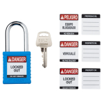 Brady SDPL-BLU-38ST-KD6 Nylon Safety Lockout Padlocks - Keyed Different, Blue, Steel Shackle (3)