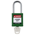 Brady SDPL-GRN-38ST-KD Nylon Safety Lockout Padlock - Keyed Different, Green, Steel Shackle (0)