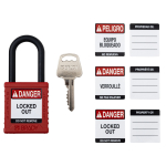 Brady SDPL-RED-38PL-KA6 Nylon Safety Lockout Padlocks - Keyed Alike, Red, Plastic Shackle (4)