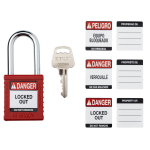 Brady SDPL-RED-38ST-KA6 Nylon Safety Lockout Padlocks - Keyed Alike, Red, Steel Shackle (3)