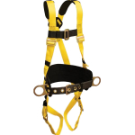 French Creek Production 850AB Full Body Harness - Single Back Dorsal D-Ring Hip Positioning D-Rings Tongue Buckle Legs Waist Pad w/Removable Tool Belt (2)