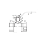 Jomar 100-101TH Brass Ball Valve, Full Port, 2 Piece, Threaded Connection, 600 WOG with T-handle, Size 1/4" (1)