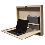 Omnimed 291567-BG 23.75"H X 30"W X 3"D Beige Manual Push Close Slimline Floating Wall Desk/Workstation (1)