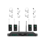 Phenyx Pro PTU-5000-4B UHF Fixed Frequency Quad Wireless Microphone System (4 Bodypack Transmitters and 4 Headsets and Lapel Mic Combo) (0)