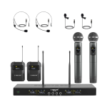 Phenyx Pro PTU-5200-2H2B Quad Wireless Microphone System with Frequency Hopping 2x PWH-5200 Wireless Handheld Microphones 0-300mV 90dB (0)