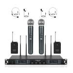 Phenyx Pro PTU-7000-2H2B Quad UHF Wireless Microphone System with Auto-Scan 2x PWH-7 Wireless Handheld Microphones 110V-240V 50/60 Hz 100dB 328ft. (0)