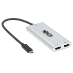 Tripp-Lite MTB3-002-HD Dual-Monitor Thunderbolt 3 to HDMI Adapter (M/2xF) - 4K 60 Hz 4:4:4 Silver (0)