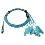Tripp-Lite N846D-03M-24CAQ 400G Multimode 50/125 OM4 Plenum Fiber Optic Breakout Cable, 24F MTP/MPO-PC to (x4) LC Duplex (F/M), Aqua, 3 m (3)