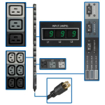 Tripp-Lite PDU3MV6L2130 8.6kW 3-Phase Local Metered PDU, 208/120V Outlets (36 C13, 6 C19, 6 5-15/20R), 208V L21-30P, 6 ft. Cord, 0U Vertical, TAA (9)