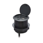 Tripp-Lite TLP12POAM Protect It! In-Desktop Power Grommet - NEMA 5-15P, 2x USB-A Charging, Surge Protection, 10 ft. Cord, Antimicrobial, Black (2)